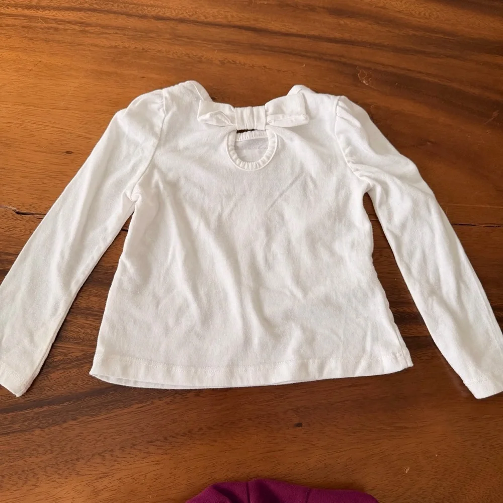 Btween Paris Graphic White Long Sleeve Top with Burgundy Flares 2T - Picture 5 of 6